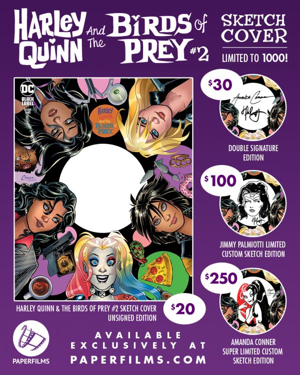 HARLEY QUINN AND BIRDS OF PREY #2 - PAPERFILMS EXCLUSIVE - JIMMY PALMIOTTI SKETCH - Image 3
