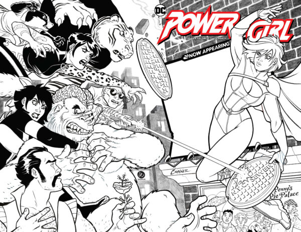 POWER GIRL #1 - PAPERFILMS EXCLUSIVE LINE ART SKETCH COVER - Image 2