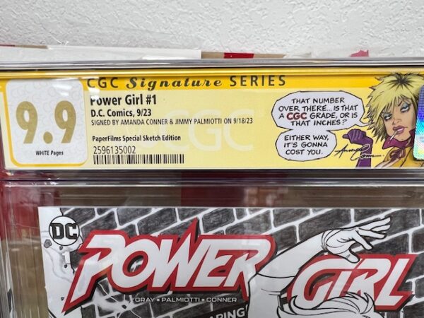 POWER GIRL #1 PAPERFILMS EXCLUSIVE LINE ART COVER - SIGNED - CGC 9.9 - Image 3