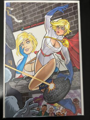 POWER GIRL #1 - PAPERFILMS EXCLUSIVE VIRGIN SKETCH COVER - POWER GIRL - AMANDA CONNER REMARQUE