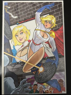 POWER GIRL #1 - PAPERFILMS EXCLUSIVE VIRGIN SKETCH COVER - POWER GIRL - AMANDA CONNER REMARQUE - 2